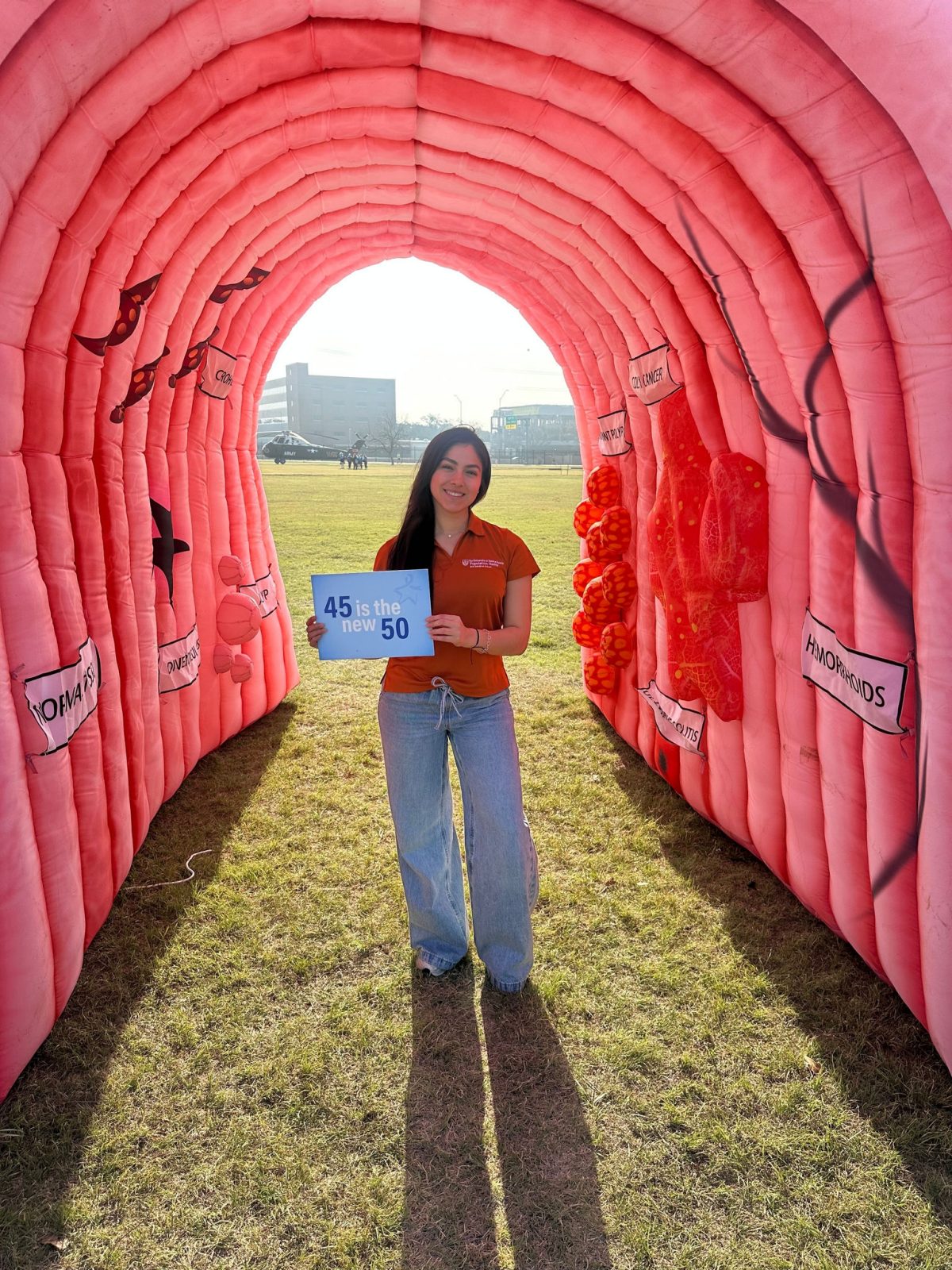 Person in inflated tunnel